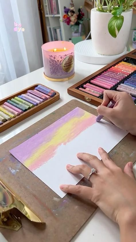 Pastel Canvas Painting Easy, Oil Pastel Painting Aesthetic, How To Use Oil Pastels Tutorials, Soft Pastel Art Tutorials Step By Step, Nature Drawing With Oil Pastels, Oil Pastel Art On Canvas, Crayons Drawing Aesthetic, Mungyo Gallery Soft Oil Pastels, Oil Pastel Drawings Tutorials