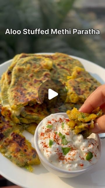 Pallavi Singh Chauhan on Instagram: "✨Aloo Stuffed Methi Paratha | Aalu Methi Paratha✨✅

Eating fenugreek or methi paratha in breakfast can keep those pesky hunger pangs at bay till lunch or time.

The main ingredient in methi paratha, fenugreek is rich in fiber, which can help with digestion, weight management, and lowering cholesterol. Fenugreek also has anti-inflammatory properties, and may help with blood sugar regulation, breast milk production, and menstrual health❤️✅

Save the recipe to try later✅

Ingredients Required:✅
For dough 
•	1 cup methi leaves( Fined Chopped)
•	½ tspTurmeric powder
•	½ tsp red chilli powder
•	½ tsp black pepper powder
•	Salt to taste
•	1 tsp ajwain
•	½ cup Gram flour / Besan
•	2 cup or  wheat flour
•	Water as required for soft dough
Stuffing
•	6 medium size Aloo Methi Paratha, Aalu Paratha Indian Recipes, Stuffed Paratha Recipe Indian, Aalu Ke Parathe, Methi Paratha Recipes, Aloo Methi Recipe, Methi Recipe, Methi Paratha, Methi Recipes