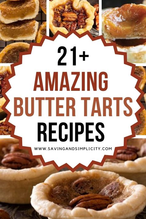 Butter tarts the perfect Canadian pastry to pair with coffee.  Creamy buttery sweet filling (with a hint of maple syrup) in a flaky pastry crust. Discover the perfect butter tart recipe including gluten free & vegan recipes.  Holiday desserts. Pumpkin Butter Tarts, Maple Butter Tarts, Butter Tarts Recipe Without Corn Syrup, Butter Tarts Canadian, Pecan Butter Tarts, Butter Tart Recipe, Butter Tarts Recipe, Pecan Butter, Butter Tart