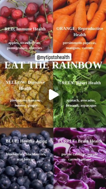 mytipstohealth on Instagram: "Eat the rainbow. . . . . #health #healthtips #eat #eatrainbow" Lemon Asparagus, Purple Cabbage, Eat The Rainbow, Acai Berry, Reproductive Health, Immune Health, Healthy Aging, July 25, Eat Healthy