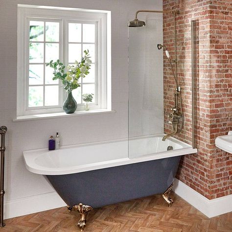 Small Bathroom Ideas that will Make the Most of a Tiny Space Freestanding Corner Bath, Freestanding Bath With Shower, Traditional Bathrooms, Claw Foot Bath, Corner Bath, Traditional Baths, Grey Exterior, Hudson Reed, Freestanding Bath