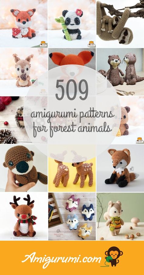 510 Forest Animals Amigurumi Patterns - Page 8 Forest Crochet Pattern, Free Crochet Woodland Animal Patterns, Woodland Creature Crochet Patterns Free, Forest Animal Crochet Patterns, Crochet Forest Animals, Crochet Woodland Animals, Crochetting Ideas, Amigurumi Woodland Animals, Forest Animal Amigurumi