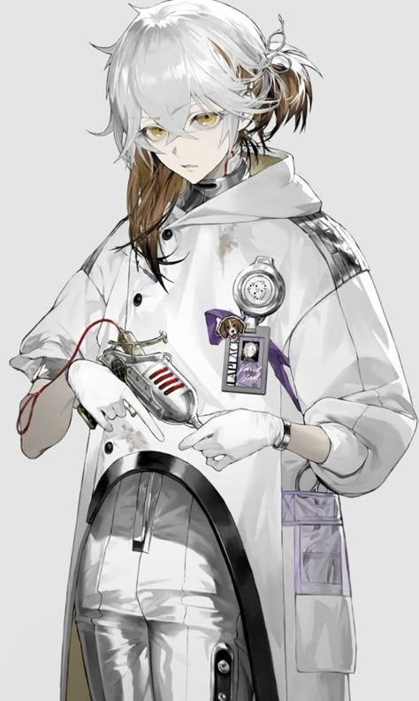 Lab Technician Outfit, Science Character Design, Manga Tomboy, Anime Scientist, Anime Scientist Woman, Healer Oc, Doctor Outfit Aesthetic, Scientist Concept Art, Scientist Outfit