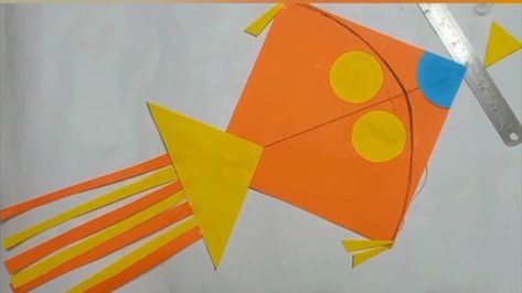 Paper Kite Craft, Kite Crafts For Kids Preschool, How To Make Kite With Paper, Paper Kites For Kids, Kite Paper Crafts, Kite Art And Craft, Kite Activities For Preschool, Kite Craft Preschool, Kite Activity For Kids