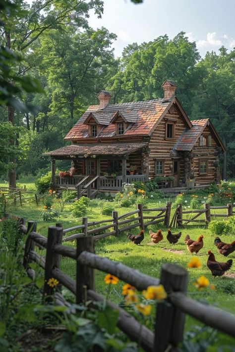 Wooden Cottage Aesthetic, Old Forest House Aesthetic, Large Cottagecore House, Old Farm Astethic, Cabin In A Field, Cottage Farm, Cottage Aesthetic, Cottage Cabin, Cottage In The Woods