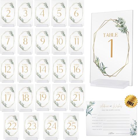 Amazon.com: 1 Set 1-25 of Elegant Clear Table Numbers, Wedding Table Numbers with A Gift Of 25 Advice and Wishes Cards for the New Mr and Mrs, Wedding Signs, Acrylic Table Numbers for Wedding, Geometric Design : Home & Kitchen Wedding Signs Acrylic, Table Numbers For Wedding, Number Table, Wedding Table Signs, Acrylic Table Numbers, Buffet Decor, Clear Table, Acrylic Table Number, Signing Table Wedding