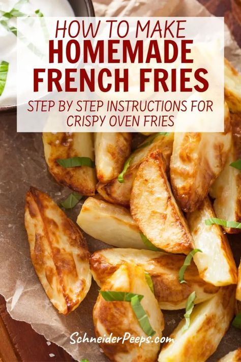 Easy Homemade French Fries for the Oven - Creative Simple Living Homemade Fries In Oven, Easy Homemade French Fries, Cooking From Scratch Recipes, Oven French Fries, Oven Baked French Fries, Baked French Fries, Food Fries, Crispy Oven Fries, Oven Fries