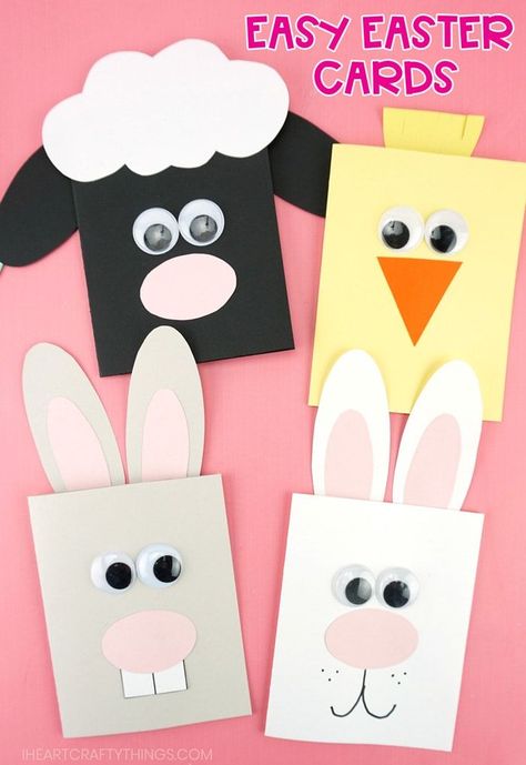 Easter Card Sayings, Easy Easter Cards, Easter Cards For Kids, Funny Easter Cards, Cards For Kids To Make, Easter Diy Kids, Diy Easter Cards, Vintage Easter Cards, Easter Cards Handmade