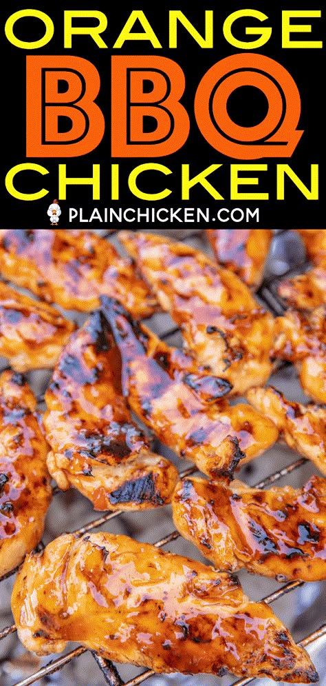 Grilled Orange Chicken Recipe, Orange Grilled Chicken Recipe, Recipes To Use Up Orange Juice, Recipes Using Bbq Sauce, Orange Bbq Chicken, Best Chicken On The Grill Recipe, Orange Bbq Sauce, Recipes That Use Orange Juice, Orange Juice Recipes Food