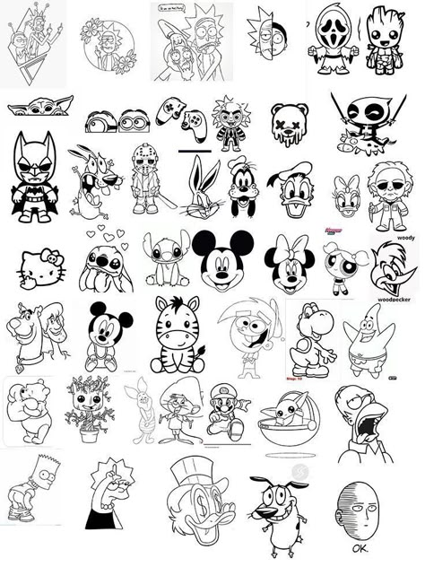 Disney Inspired Tattoos, Disney Minimalist, Disney Nail Art, Cartoon Character Tattoos, Small Pretty Tattoos, Flash Tattoo Designs, Tattoo Stencil Outline, Tattoo Style Drawings, Small Hand Tattoos