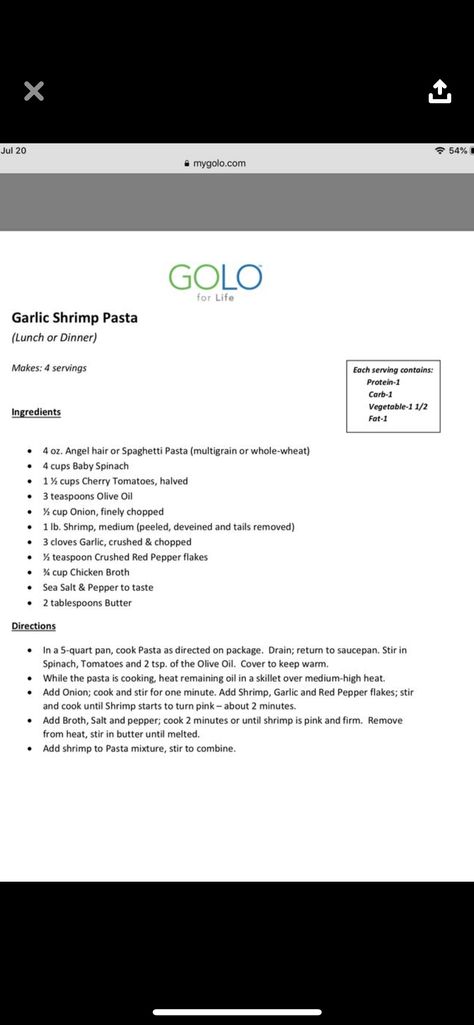 Golo Recipes Shrimp, Golo Diet Recipes Lunch, Golo Diet Recipe Easy Simple, Golo Recipe Easy Simple, Golo Diet Recipes, 1500 Calorie Diet, Golo Diet, Pasta Lunch, Golo Recipes