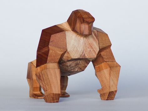 The Simian by TheToyBuro | dribbble Wooden Sculptures, Intarsia Woodworking, Colossal Art, Toy Art, Wood Carving Art, Woodworking Wood, Wooden Animals, Wooden Sculpture, Fine Woodworking