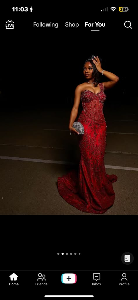 Burgundy Prom Dress Black Women, Red Prom Dresses Long Black Women, Prom Inspo Black Women, Crimson Prom Dress, Red Prom Dress Outfit, Red Grad Dresses, Red Prom Dress Inspiration, Black People Prom Dresses, Red Hair Black Dress