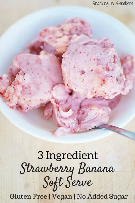 This strawberry banana nice cream is the perfect healthy dessert for the summer.  Made with just a few simple ingredients, it's a great strawberry and banana recipe that has the texture of soft serve ice cream. #icecream #nicecream #strawberry #banana Soft Serve Ice Cream Recipes, Nice Cream Recipe, Gluten Free Ice Cream, Banana Nice Cream, Serve Ice Cream, Homemade Ice Cream Recipes, Ninja Creami, Healthy Ice Cream, Banana Ice Cream