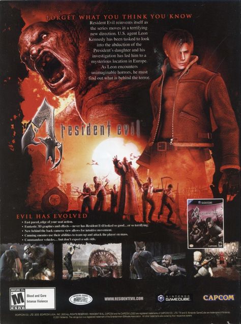 Resident Evil 4 Poster, Resident Evil 4 2005, Retro Games Poster, Video Game Print, Magazine Advert, Video Game Posters, Resident Evil 4, Resident Evil Game, Retro Horror