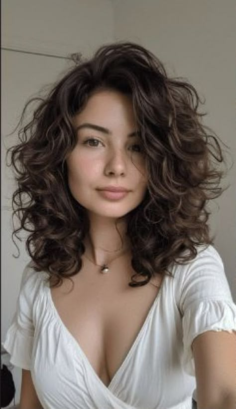 Long Side Bangs Curly Hair, Med Length Curly Haircuts, Curly Cut Inspo Pics, 2b Curls Haircuts, Modern Perm Medium Hair, Layered Haircuts For Medium Hair Wavy Naturally Curly, Face Framing Pieces Curly Hair, Curly Hair Styles For Wedding, Mid Curly Hair