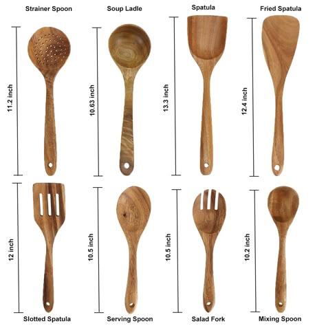 Bekith 8 Pack Wooden Spoons for Cooking, Kitchen Utensils Set, Natural Teak Long Wood Spoon and Spatula for High Heat Stirring, Baking, Non Stick Pots and Pans : Amazon.ca: Home Kitchen Crafts Diy, Wood Kitchen Tool, Wood Kitchen Utensils, Wooden Cooking Utensils, Wood Spoon Carving, Kitchen Utensils Set, Wood Utensils, Wooden Kitchen Utensils, Wooden Spatula