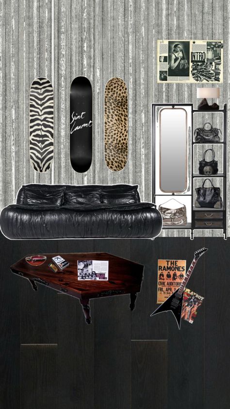 rockstar rock and roll grunge bedroom decor aesthetic bedroom ideas room goals room decor room ideas interior design rockstar girlfriend rocker grunge classic rock Biker Room Aesthetic, Rocker Bedroom Aesthetic, Rockstar Home Decor, Rockstar Bedroom Aesthetic, Rock Bedroom Aesthetic, Rockstar Room Aesthetic, Rockstar Girlfriend Room, Grunge Bedroom Decor, Grunge Living Room