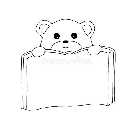 . Teddy Bear Outline Drawing, Open Book Drawing, Teddy Bear Outline, Book Drawing, Outline Drawings, Open Book, Big Book, Easy Drawings, Stock Illustration