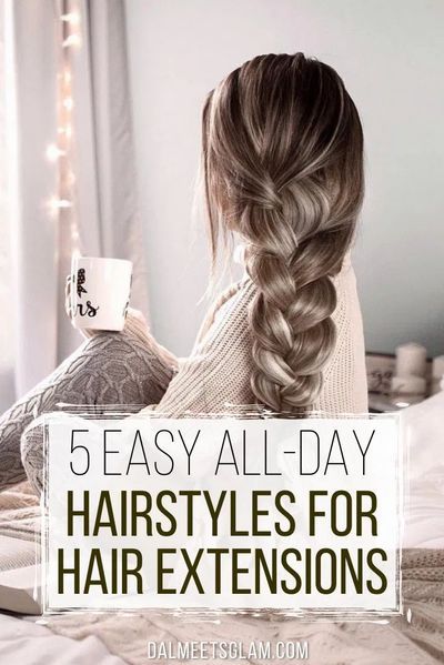 If you wear hair extensions, enjoy the ability to change your hairstyle at a moment’s notice with these 5 amazing hairstyles for hair extensions! #hairextensions #clipinhairextensions #hairstyleswithhairextensions #loosemessybun #braidedponytail #lowbun #hairbun #doublefrenchbraids Extensions Hairstyles How To Style, 20 Inch Hair Extensions Styles, Styling Hair With Extensions Tutorials, Hair Extension Curls, 2 Rows Of Hair Extensions, Layered Extensions Medium, Gym Hairstyles With Extensions, Styling With Extensions, Hiding Hair Extensions