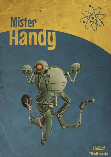 Mr Handy Robot Fallout Fallout Graphic Design, Fallout Advertisement, Fallout 4 Poster, Fallout 4 In Game Posters, Mr Handy, Fallout New Vegas In Game Posters, Fallout Tattoo, Fallout Lore, Fallout Wallpaper