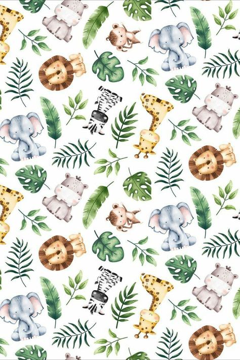 Safari Baby Shower Boy, Safari Invitations, Safari Baby Animals, Safari Wallpaper, Animal Baby Shower Theme, Baby Art Projects, Northcott Fabrics, Wild Baby, Jungle Baby Shower Theme