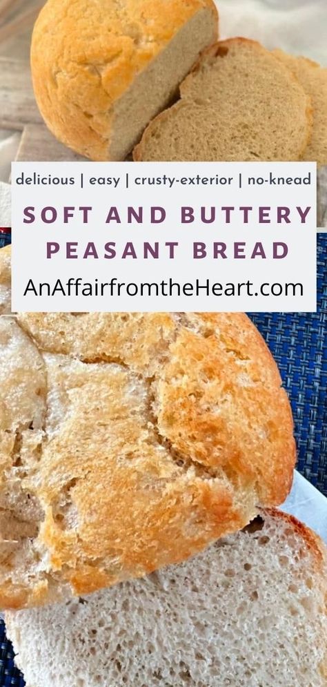 Soft Crusty Bread Recipe, Meals And Munchies Peasant Bread, Homemade Peasant Bread, Peasant Bread Recipes, Pheasant Bread Recipe, Poor Mans Bread Recipe, Easy Peasant Bread Recipe, Round Bread Recipes, Quick Crusty Bread Recipe