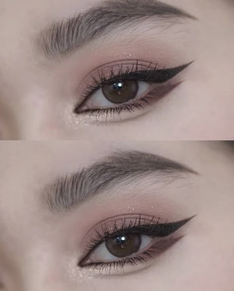 Smokey Eye Makeup Korean, Almond Eye Makeup Looks, Edgy Makeup Asian Eyes, Brown Eye Makeup Korean, Brown Eyeliner Korean Makeup, Korean Dark Eye Makeup Tutorial, Almond Eye Makeup, Ysl Makeup, Simple Makeup Tips