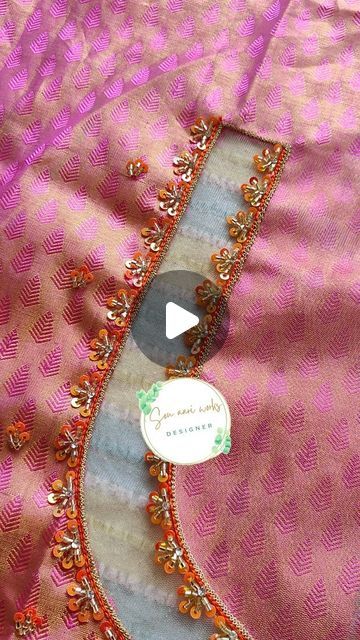 Chamki Work Designs Aari Blouse, Aari Blouse Hand Design, Net Work Aari Blouse Designs, Chamki Work Designs, Chamki Work Designs Aari, Net Aari Work Blouse, Chamki Work, Aari Embroidery Design, Bead Work Blouse