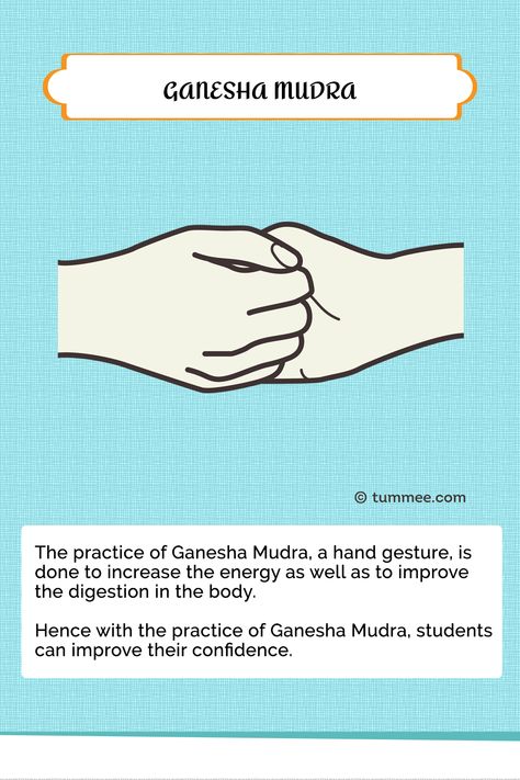 Teach Ganesh Mudra correctly to your students.  View step-by-step instructions along with benefits and contraindications at https://www.tummee.com/yoga-poses/ganesha-mudra  As per the Hindu Mythology ‘Lord Ganesha,’ is considered the remover of all obstacles, making one learn to fight the day-to-day challenges. Hence with the practice of Ganesha Mudra, students can improve their confidence by making it part of their daily yoga sequence.  #yogamudra #tummeeyoga #yogateacher Ganesh Mudra, Dance Mudras, Ganesha Mudra, Mudra Hands, Yoga Mudras, Yoga Mudra, Hand Mudras, Yoga Sequence, Hand Therapy