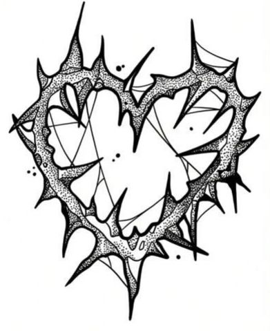 Spiked Ball Tattoo, Horizontal Cover Up Tattoo, Cybersigilism Heart, Barbed Wire Tattoos, One Piece Tattoos, Spooky Tattoos, Heart Tattoo Designs, Tattoo Portfolio, Badass Tattoos