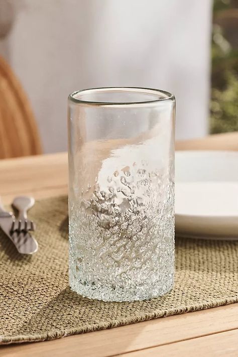 Glassware | Drinking Glasses & Tumbler Glasses | Anthropologie Whimsy Apartment, Textured Glassware, Textured Objects, Glass Waterfall, Clear Glass Tumbler, Goblet Wine Glasses, Short Glass, Glassware Drinking, Bottle Ideas