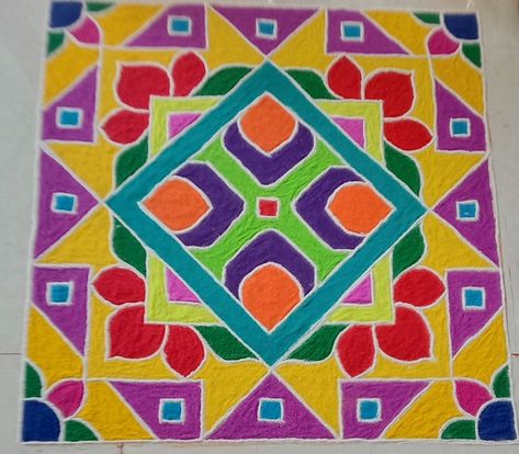 Thipkyanchi Rangoli, Artistic Rangoli, Rangoli Dots, Dot Kolam, Dot Rangoli, Pom Crafts, Rangoli Designs Simple Diwali, Easy Rangoli Designs Diwali, Big Rangoli