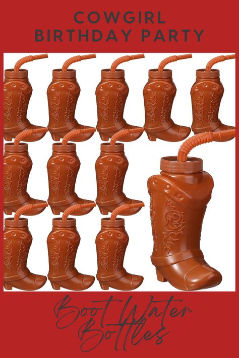 Every kid will love drinking out of these cowboy boot water bottles! So cute! *Commissions may be earned. Rodeo Party Decorations, Western Theme Birthday Party, Birthday Party Cowgirl, Western Themed Party, Plastic Cup With Straw, Cups With Straws, Rodeo Party, Cowgirl Birthday Party, Western Theme Party