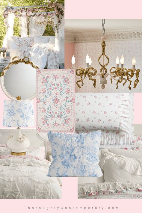 Loveshackfancy Home, Colourful Cottagecore, Loveshackfancy Bedroom, Decorate A Nightstand, How To Decorate A Nightstand, Love Shack Fancy Bedroom, Girly House, Pottery Barn Bedrooms, Ballet Room