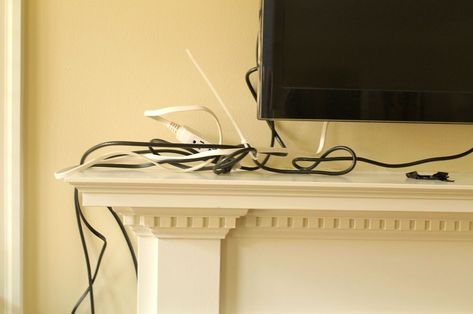 image Above Fireplace Ideas, Hide Tv Cords, Hide Tv Cables, Best Tv Wall Mount, Hide Tv, Tv Above Fireplace, Cables And Wires, Above Fireplace, Tv Cords