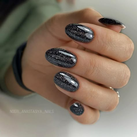 Black Glitter Almond Nails, Gray Sparkle Nails, Grey Sparkle Nails, Summer Nail Color Ideas, Black Sparkly Nails, Black Sparkle Nails, Perfect Nail Color, Pink Bling Nails, Summer Nail Color