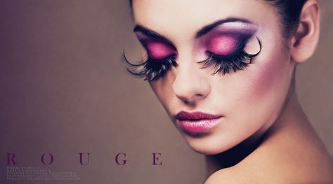 rouge 2 Big Eyelashes, Extreme Makeup, Big Lashes, Pink Eye, Fashion Art Photography, Creative Eye Makeup, Creative Eye, Fake Lashes, Photo Makeup