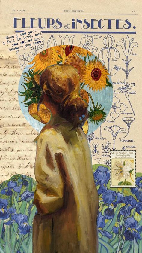 Sunflower Art Aesthetic, Sunflower Van Gogh, Sunflower Poster, فنسنت فان جوخ, Sunflower Aesthetic, Van Gogh Wallpaper, Sunflowers Background, Van Gogh Sunflowers, Arte Van Gogh