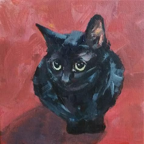 Cat Portrait Painting, Black Cat Painting, Cat Paintings, Black Cat Art, Cat Artwork, Cats In Art, A Black Cat, Cats Illustration, Arte Animal