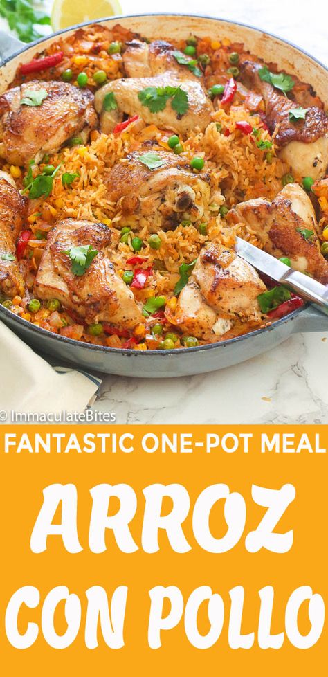 Culinary Dishes, Delish Dinners, Flavorful Rice, Rice And Veggies, Pollo Recipe, Bites Recipes, Recipes Authentic, Chicken Meat, Cuban Recipes