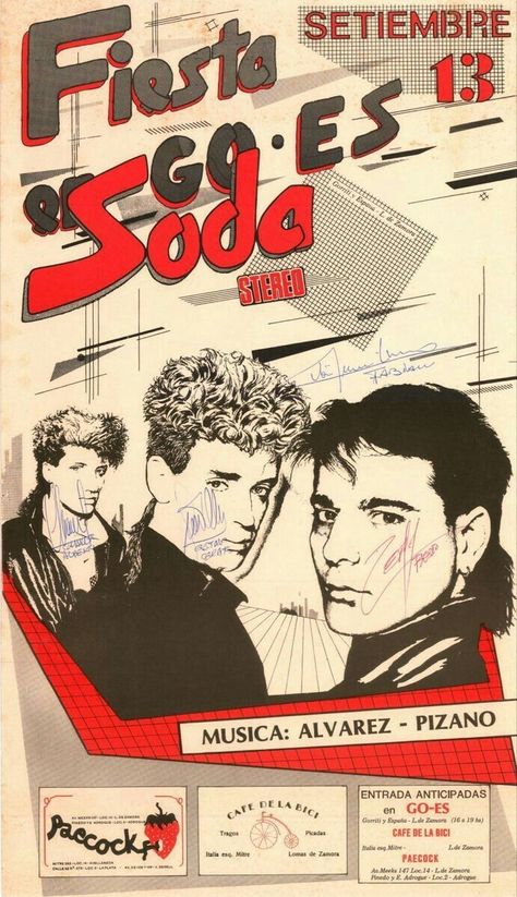 Soda Estéreo, Rock Argentino, Soda Stereo, Rock Vintage, Poster Room, Band Posters, Cool Posters, Jojo's Bizarre Adventure, Music Poster