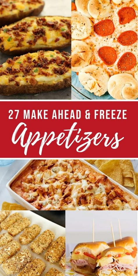 27 of the best, tried n true Make Ahead and Freeze Appetizers to bring to your next get together with friends, co-workers or family. All can be made ahead and frozen to save time. #freezermeals #appetizer #makeahead #sides | happymoneysaver.com Freezer Appetizers, Freezable Appetizers, Salad Bites, Easy Make Ahead Appetizers, Best Freezer Meals, Frozen Appetizers, Make Ahead Appetizers, Appetizers For A Crowd, Appetizers Easy Finger Food