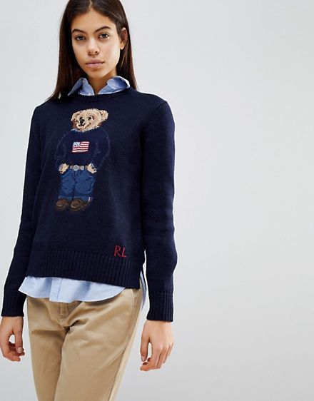 Polo Ralph Lauren Teddy Bear Jumper Ralph Lauren Girl, Ralph Lauren Bear, Classy Fits, Polo Women, Preppy Fashion, Linen Sweater, Women Sweaters Winter, Cotton Jumper, Ralph Lauren Style