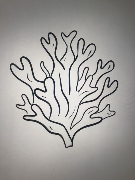 Sea Creature Line Art, Coral Line Art, Coral Drawing Simple, Coral Drawing, Basic Aesthetic, Sea Plants, Vbs 2024, Coral Art, Tree Mural