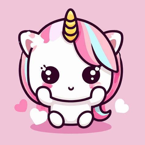 Drawing For Kids Easy, Chibi Unicorn, Cute Rainbow Unicorn, Unicorn Cartoon, Happy Unicorn, Unicorn Drawing, Unicorn Pictures, Kawaii Unicorn