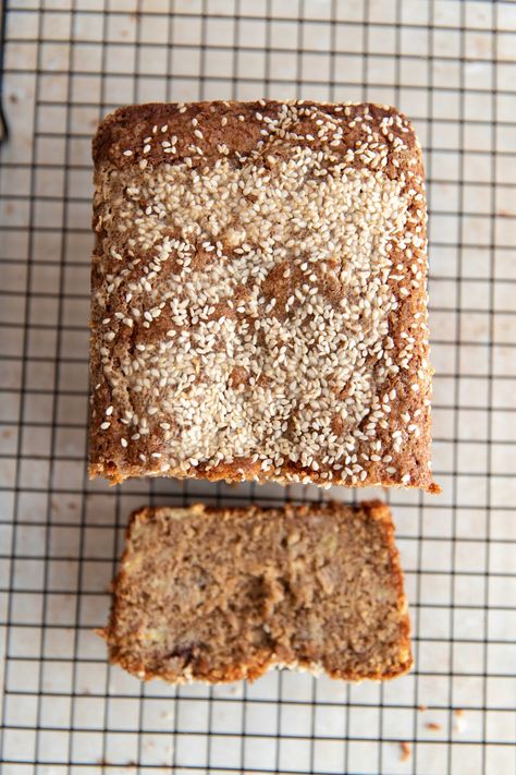 tahini banana bread - the palatable life Tahini Banana Bread, The Palatable Life, Palatable Life, Walnut Banana Bread, Farming Lifestyle, The Best Banana Bread, Leftover Bread, Pumpkin Spice Syrup, Make Banana Bread