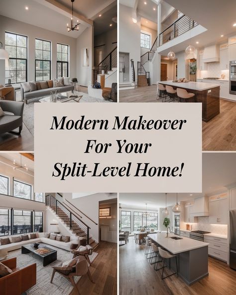 Got a Tri Level House that needs a fresh update? Check out these stylish Split Level Remodel ideas that bring modern charm to any Split Level House Exterior. From enhancing Split Level Exterior details to reimagining spaces with Split Foyer Remodel touches, these upgrades can make a big impact on your home. What's your favorite remodel idea? #gg #homedesigninsider #trilevelrenovationideas Split Level Closet Ideas, Open Split Level Staircase, Contemporary Split Level Exterior, Open Floor Plan Split Level, Update Split Level Home, Split Level Home Interior Ideas, Front To Back Split Level House Interior, Split Home Remodel, Split Level Downstairs Ideas