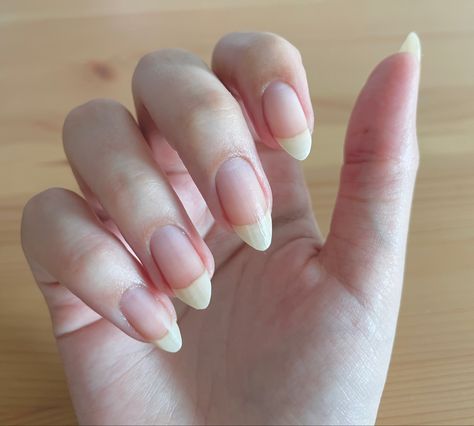 Long Healthy Nails Aesthetic, Oval Natural Nails Long, Natural Long Nails Almond, Coquette Nails Natural, Nail Shapes Natural Nails, Long Healthy Nails Natural, Nice Nails Natural, Coquette Natural Nails, How To Shape Your Nails To Almond