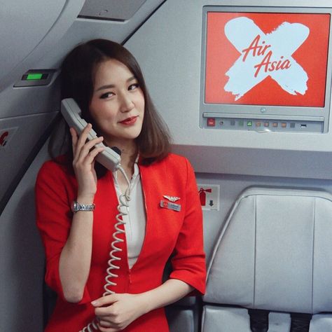 Air Asia Flight Attendant, Air Asia Cabin Crew, Air Asia Flight, Kathy West, Air Hostess Uniform, Airline Attendant, Google Camera, Flight Attendant Fashion, Flight Attendant Uniform